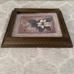 Vintage-Set of 2 Wall Art Framed with Glass Blooming Magnolia Bud Home Interiors