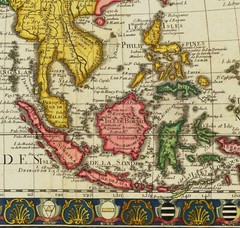 Old 1732 French Decorative Map of Asia 100% Cotton Canvas Magnetic Wooden Hanger