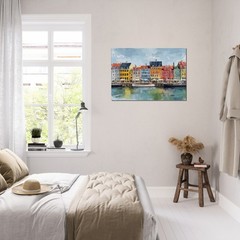 Copenhagen Harbor Painting Canvas Print Denmark Cityscape Wall Art Scandinavian