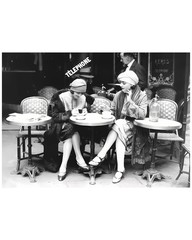 7008 Flappers At Cafe Black And White Vintage Art Style Poster