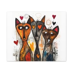 Abstract Cat Artr Painting Canvas Wall Art, Modern Home Decor, Nature
