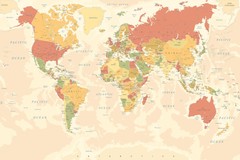 World Political Vintage Map Poster 18×12