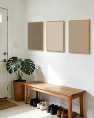 PHOPAGO Boho MidCentury Modern Framed Wall Art Minimalist Abstract Neutral Li…