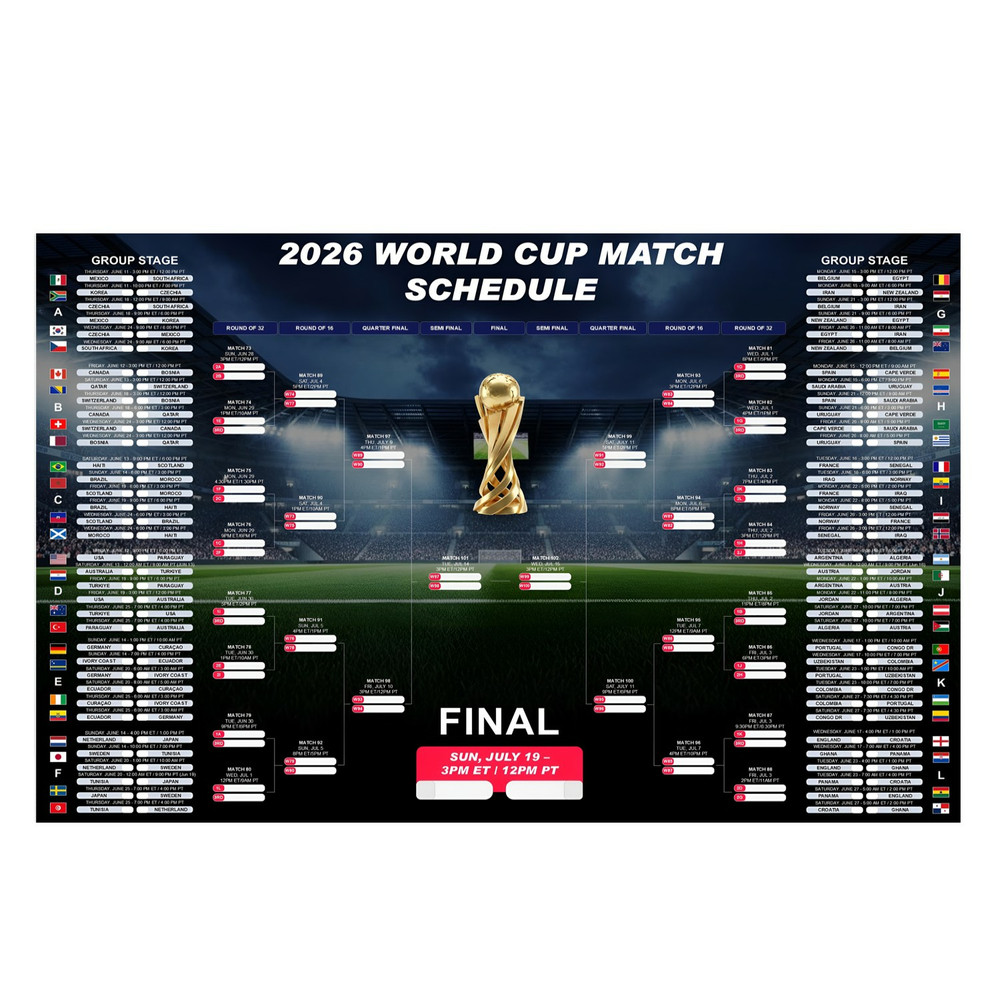 2026 World Tournament Tribute – Match Bracket Template – POSTER 20″x30″