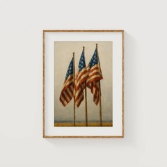 Vintage American Flag Printable Wall Art Patriotic 4th July Decor