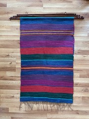 AFRICA LOOM THIN MULTICOLORED FABRIC WALL HANGING WITH HANGER 100″ x 30″