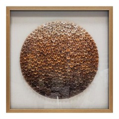 Natural Wood Paper Cylinder Wall Art Brown Gradient Color Circular Design wit…