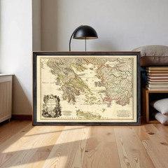Old Map of Greece 1791 Vintage map Wall Map Print Framed