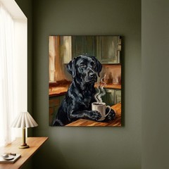 «Before Coffee» – Labrador Vertical Canvas – Dog Lover Wall Art