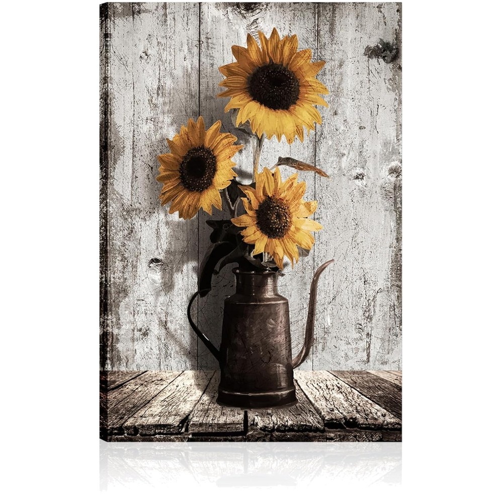 Elegant Sunflower Wall Art – Waterproof Canvas for Kitchen & Living Room 16×24