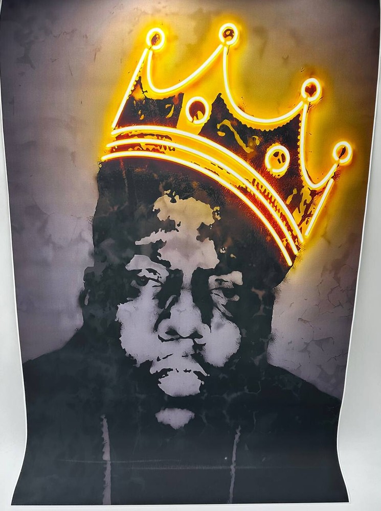 Canvas Neon Style Biggie Poster Hip Hop Rapper Wall Art Print 40x60cm US SELLER