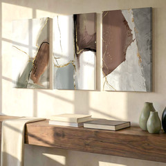 3 Pieces Contemporary Abstract Large Wall Art Set for Living Room Set Of 3
