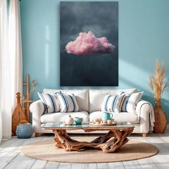 Pink Clouds Canvas Wall Art – Abstract Maximalist Cloud Poster Decor