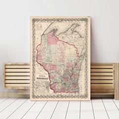 Old Map of Wisconsin 1861 – Vintage Wisconsin Art