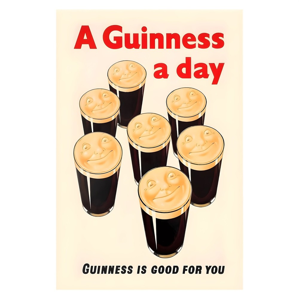 Guinness Vintage Canvas Wall Art, Tin Metal Signs Unframed 12X8 Inches – Retro