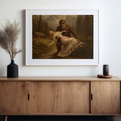 Bigfoot Sasquatch Art Print Victorian Woman Gothic Fantasy Forest Bride Poster