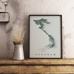 Vietnam Map, Vietnam 2D Relief Map, Vietnam Vintage Map – 2D Flat Print