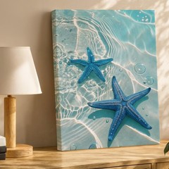 Blue Starfish Canvas Wall Art Ocean Sea Life Beach Decor Underwater Print