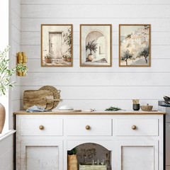 Framed Vintage Italian Wall Art Set of 3, Rustic Neutral Olive Tree Pictures …