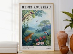 Henri Rousseau Jungle Poster, Exotic Animal Botanical Wall Art Print