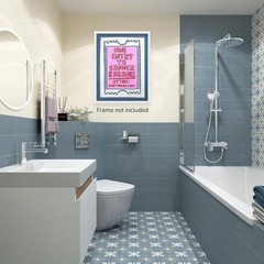 Funny Bathroom Canvas Wall Art Pink Blue Retro Shower Karaoke Decor
