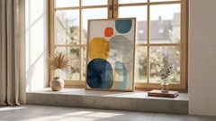Modern Abstract Poster Organic Shapes Canvas Wall Art Contemporary Blue Print