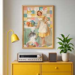 Retro Housewife Laundry Room Print 1950s Style Wall Art, Home Decor