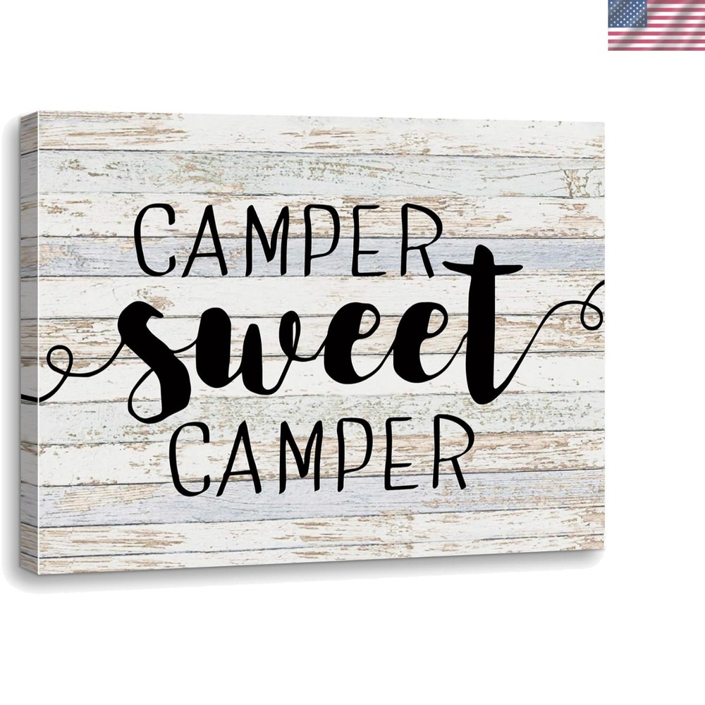 Elegant 14×11 Framed Waterproof Canvas – ‘Sweet Camper’ for Indoor Spaces