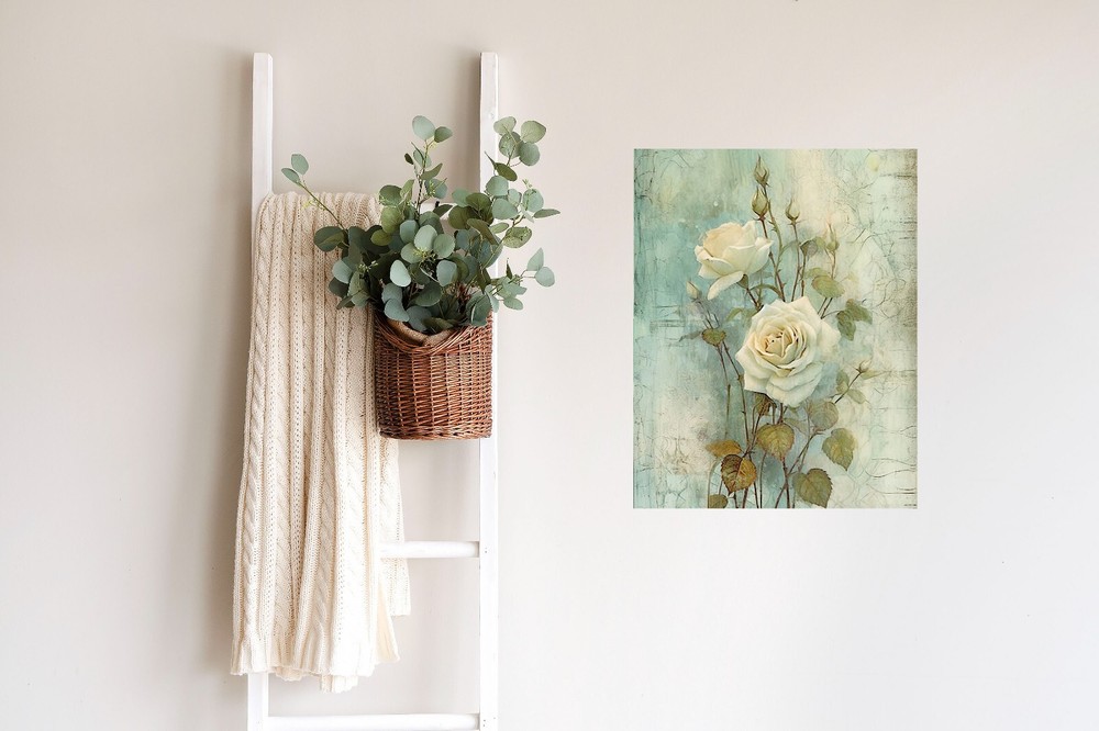 11×14 Green Roses Canvas Print Wall Art