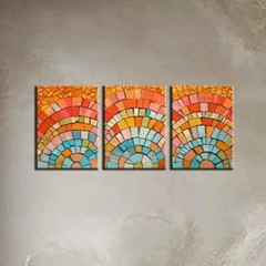 3pcs Charming Colorful Abstract Color Blocks Wall Art Canvas Framed 50x70cm