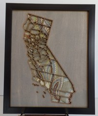 California State Map Wood Laser Cut Wall Art Decor Picture Plastic Frame USA
