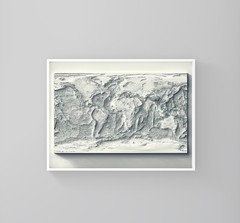 Bathymetric World Map, World 2D Relief Map, World Vintage Map – 2D Flat