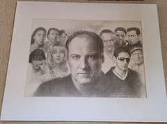 The Sopranos Black & White Cast Art Sketch Poster Tony Soprano James Gandolfini