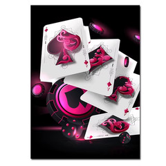 Poker Cards Neon Art Poster Canvas Printing Poker Wall Decor Card Gaming Room Ae