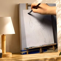 Wall Art Woman Portrait Sketch Canvas Drawing Hand Painting Studio Decor Piece