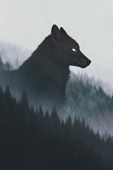 612702 Forest Wolf Cutout Dark Nature Wall Print Poster