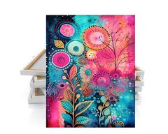 11×14 Boho Bright Flowers Canvas Print Wall Art