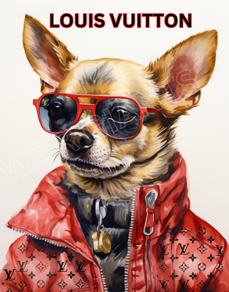 Louis Vuttion Animal Theme Art-Chihuahua, Wall Decor Vuitton Fashion Art 11×14