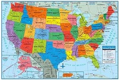 Wall Map Of The United States USA Road Travel Maps City Name US Poster 40″ x 28