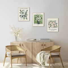 Minimalist Boho Wall Art Set of 6, Flower Market Prints, Neutral Sage Green Bota