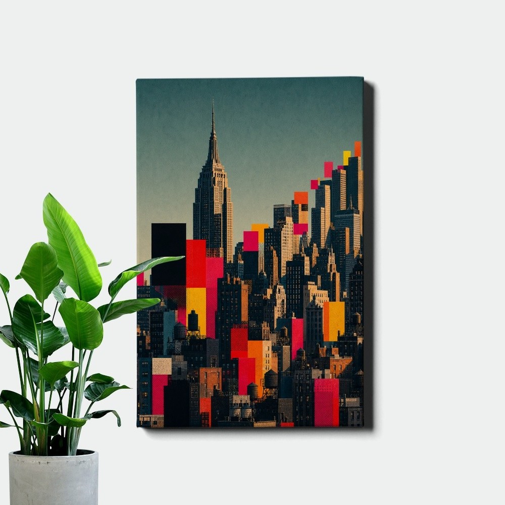 Color block cityscape Poster Print geometric urban skyline modern artwork