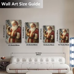 Vintage Santa Claus Canvas Wall Art Christmas Holiday Decor Rustic Santa Print