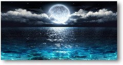Wall Art Moon Sea Ocean Landscape Poster Mural Canvas Painting,24″x48″DIY Framed
