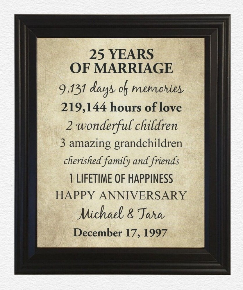 25th Anniversary Gift for Wife, 25 Year Wedding Anniversary Gifts for Husband