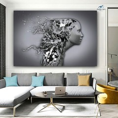3D Effect Art Home Decor, Modern Home, Canvas Prints, Lady Portraits, Female Art
