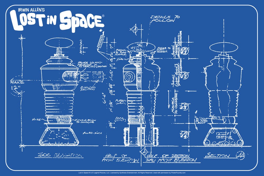 Lost In Space Robot Blueprint Cool Wall Decor Art Print Poster 12×18