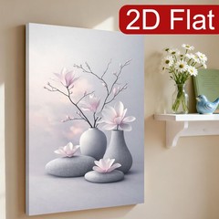 Canvas Art Framed Magnolia Vase Stone Zen Neutral Floral Home Wall Decor Gift