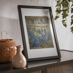 TEXAS BLUEBONNET Wall Art, Retro Botanical Home Decor, State Flower Poster Print