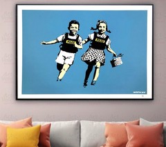 Banksy Police Kids Canvas Wrap Floating Canvas Poster Framed Art Acrylic Print