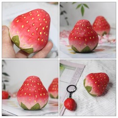 Wood Carving Strawberry Ornament Delicate Wood Strawberry Statue Adornment